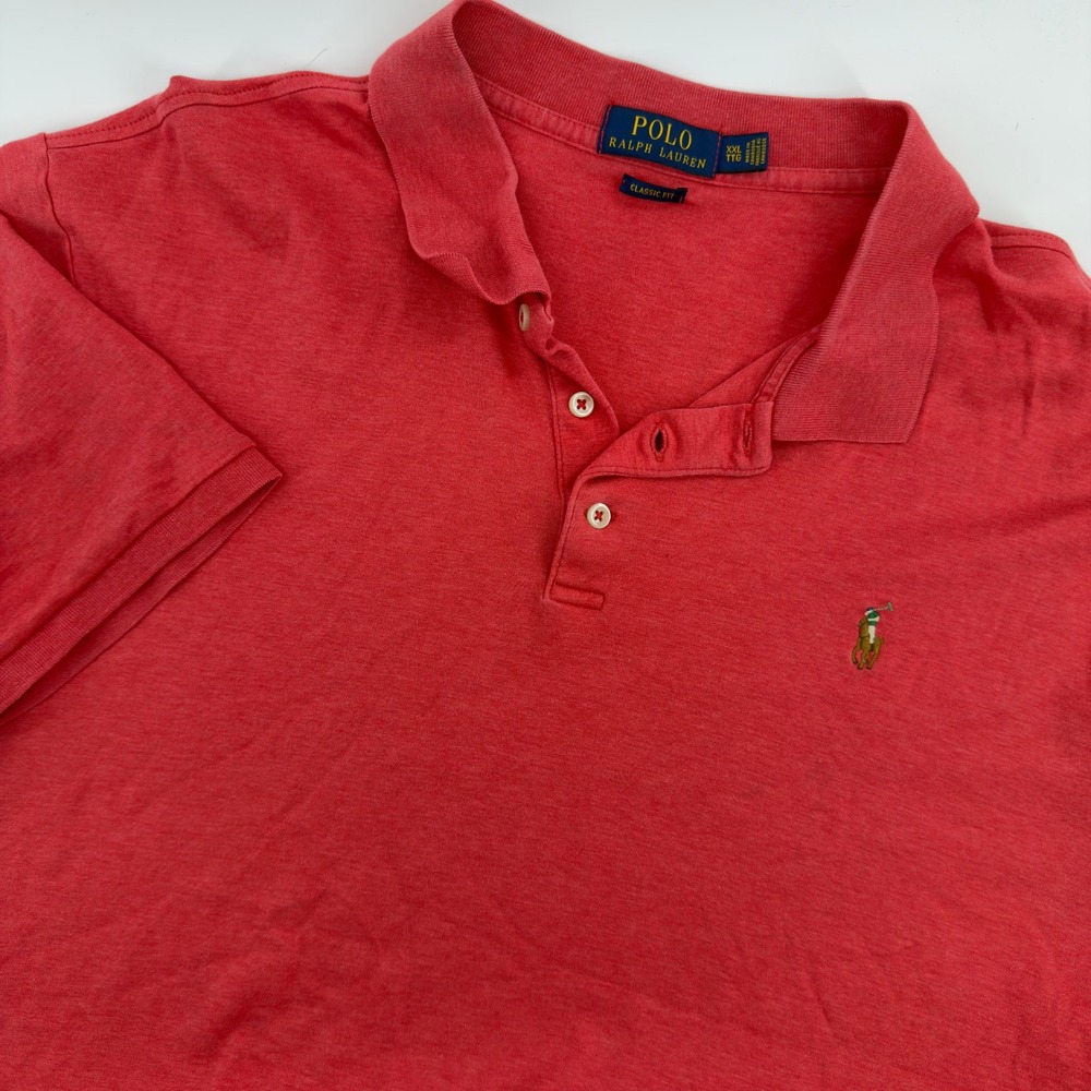 Polo Ralph Lauren Mens XXL Red Heather Classic Fit Short Sleeve Polo Shirt